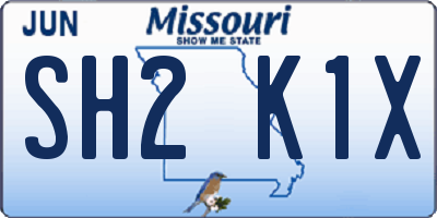 MO license plate SH2K1X