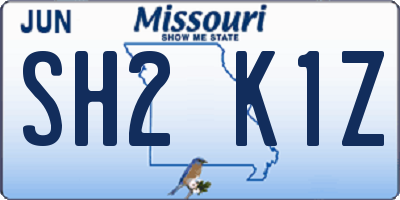 MO license plate SH2K1Z
