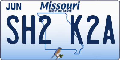 MO license plate SH2K2A