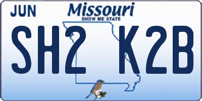MO license plate SH2K2B
