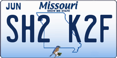 MO license plate SH2K2F