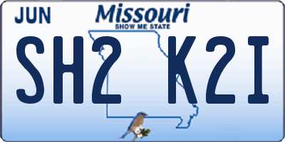 MO license plate SH2K2I
