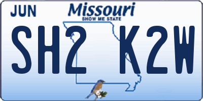 MO license plate SH2K2W