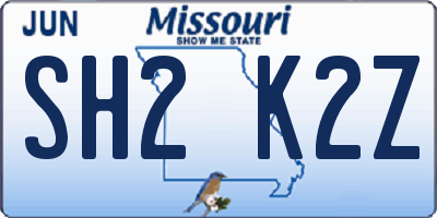 MO license plate SH2K2Z