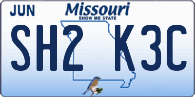 MO license plate SH2K3C