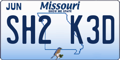 MO license plate SH2K3D