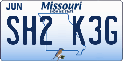 MO license plate SH2K3G