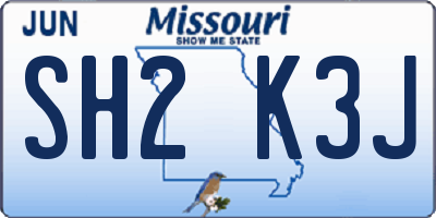 MO license plate SH2K3J
