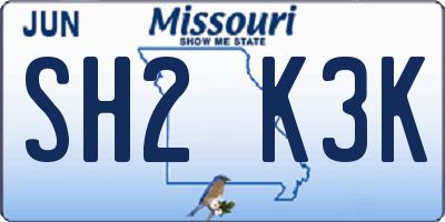 MO license plate SH2K3K