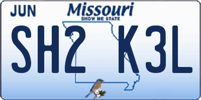 MO license plate SH2K3L
