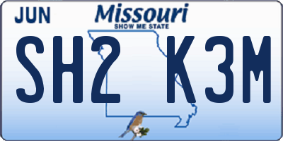 MO license plate SH2K3M