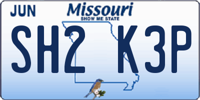 MO license plate SH2K3P