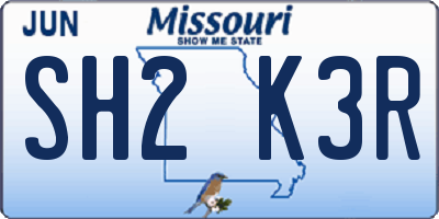 MO license plate SH2K3R
