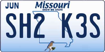 MO license plate SH2K3S