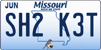 MO license plate SH2K3T