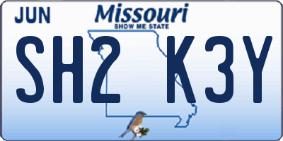 MO license plate SH2K3Y