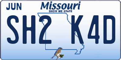 MO license plate SH2K4D