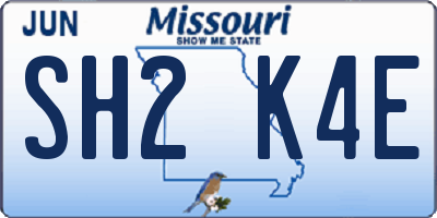 MO license plate SH2K4E