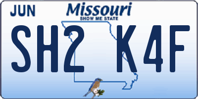 MO license plate SH2K4F