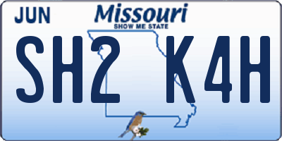 MO license plate SH2K4H