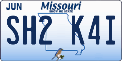 MO license plate SH2K4I