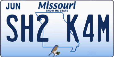 MO license plate SH2K4M