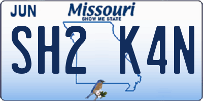 MO license plate SH2K4N