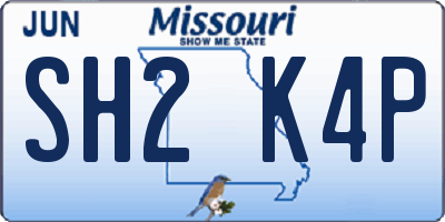 MO license plate SH2K4P