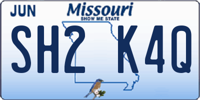 MO license plate SH2K4Q