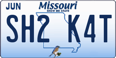 MO license plate SH2K4T