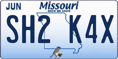 MO license plate SH2K4X