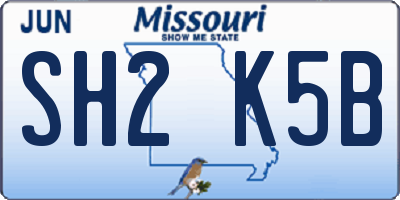 MO license plate SH2K5B