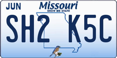 MO license plate SH2K5C