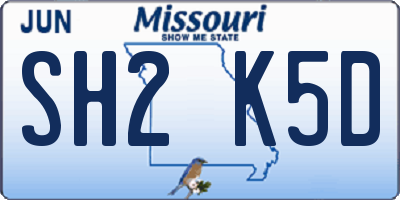 MO license plate SH2K5D