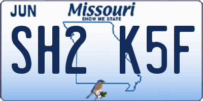 MO license plate SH2K5F