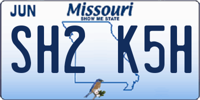 MO license plate SH2K5H