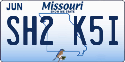 MO license plate SH2K5I