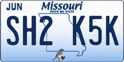MO license plate SH2K5K