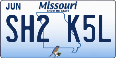 MO license plate SH2K5L