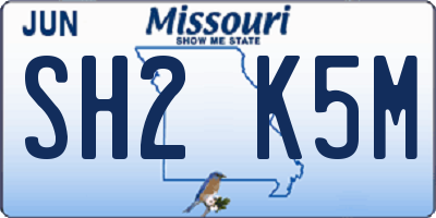 MO license plate SH2K5M