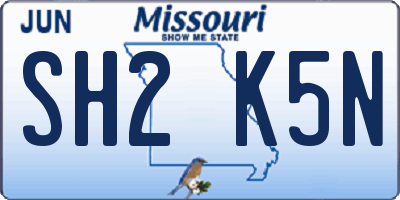 MO license plate SH2K5N
