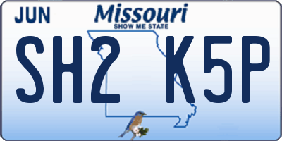 MO license plate SH2K5P