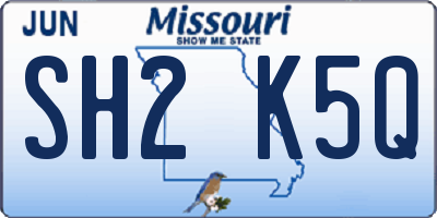 MO license plate SH2K5Q
