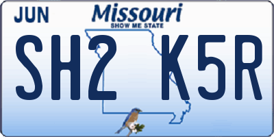 MO license plate SH2K5R