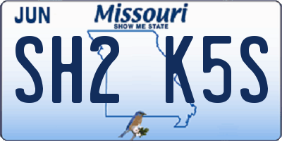 MO license plate SH2K5S