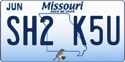 MO license plate SH2K5U