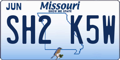 MO license plate SH2K5W
