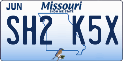 MO license plate SH2K5X