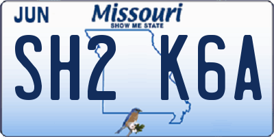 MO license plate SH2K6A