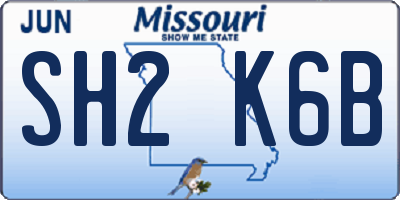 MO license plate SH2K6B
